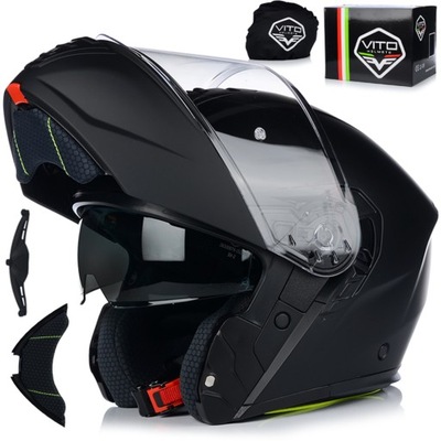 CASCO PARA MOTOCICLETA | VITO FURIO BLACK MATE | SZCZEKOWY SISTEMA PINLOCK + TAPAOBJETIVO  