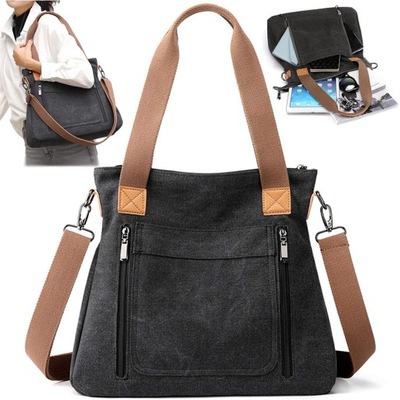 TORBA TOREBKA DAMSKA NA RAMIĘ MOCNA POJEMNA MIEJSKA LISTONOSZKA CZARNA