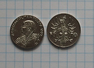 moneta 50 Kobieta z warkoczem