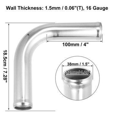 UXCELL OD 38MM 45MM 51MM 63MM 76MM LONGITUD 100MM TUBO INTERCOOLER ZE~1542  