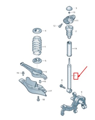 Skoda superb mk2 3t задний gas shock абсорбер 1k0513029je фото №1