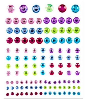 Kryształki perełki samoprzylepne kolorowe 120szt.