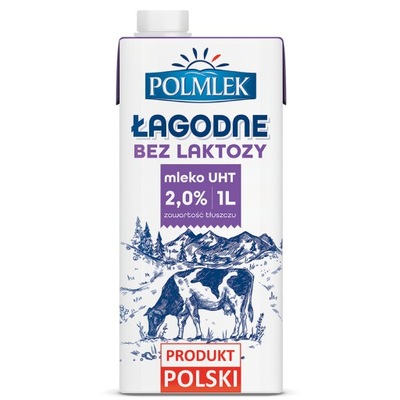 Polmlek Mleko Łagodne bez laktozy 2% 1l