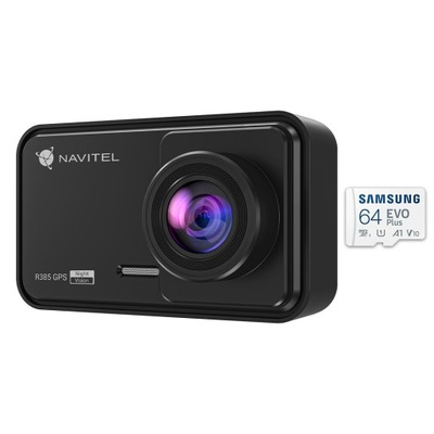 KAMERA AUTOMOBILINĖ NAVITEL R385 GPS + KORTA PAMIECI SAMSUNG EVO PLUS 64 GB 