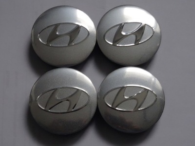 4 PIEZAS DEKLE TAPACUBOS EMBLEMATY PARA DISCOS HYUNDAI 56 MM PLATEADO  