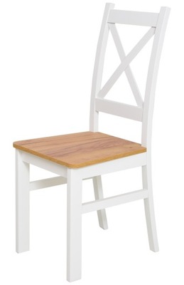 2 x krzesło KRZYŻAK drewniane białe/ dąb craft