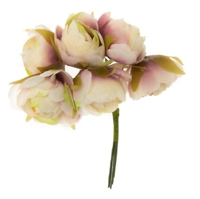 Kwiatuszki kwiatki pełnik kremowo-fioletowe sztuczne kwiatki wianek 6szt