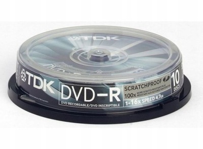 PŁYTA DVD-R 4,7GB TDK SCRATCHPROOF x16 10szt.