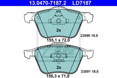 КОЛОДКИ ТОРМОЗНЫЕ ATE CERAMIC ATE 13.0470-7187.2