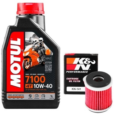 МАСЛО MOTUL 7100 10W40 1L. + ФІЛЬТР KN-141, YAMAHA T135 CYPTON X, 07-18R.