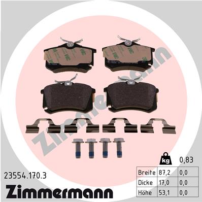 ZIMMERMANN 23554.170.3 КОЛОДКИ ГАЛЬМІВНІ