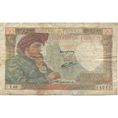 Francja, 50 Francs, Jacques Coeur, 1941, 1941-04-2