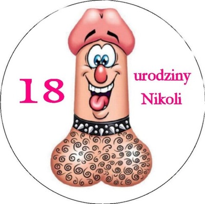 id_7604 OPŁATEK TORTOWY WESOŁY PENIS 18 LAT TORT