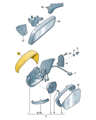 Корпус накладка зеркало skoda octavia 3 левая фото №1