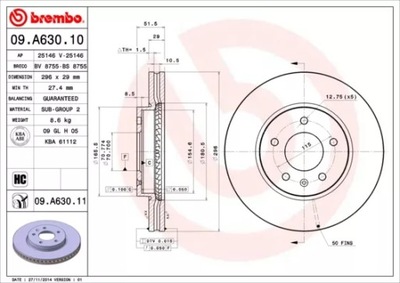 DISCO DE FRENADO PARTE DELANTERA 296MM  