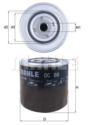 MAHLE ORIGINAL ФИЛЬТР МАСЛА OC 86 4009026036860