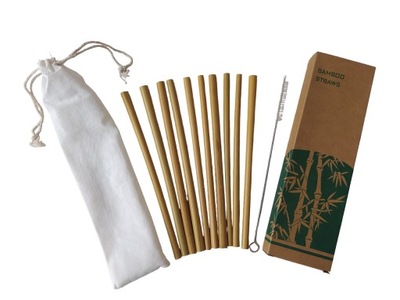 Słomki bambusowe 10 szt czyścik + etui Eko Słomki