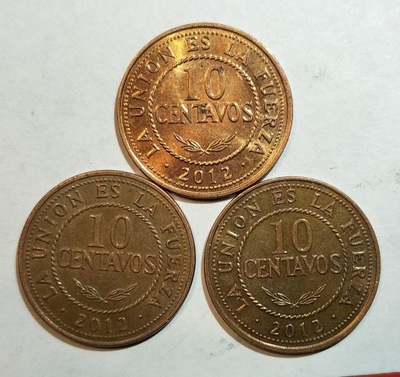 moneta Boliwia 10 centavos 2012