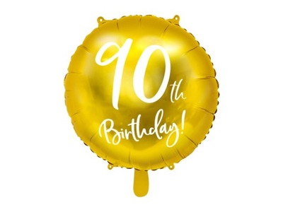 Balon foliowy 90th Birthday, złoty, średnica 45cm