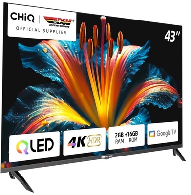 Telewizor CHiQ U43QM8E 43" QLED 4K UHD Google TV HDR10 HLG Chromecast