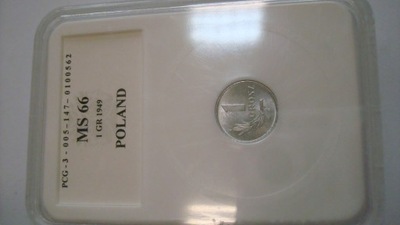 Moneta 1 groszy 1949 grading PCG MS66