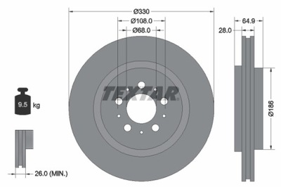 TEXTAR 92178303 DISKU STABDŽIŲ 