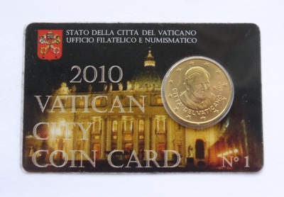 WATYKAN COIN CARD 50 EURO CENTS 2010