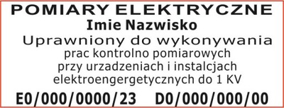 PIECZątka POMIARY ELEKTRYCZNE uprawnienia SEP