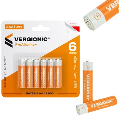 6X BATERIE AAA ALKALICZNE ORYGINALNE VERGIONIC R3