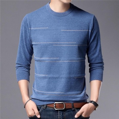 Autumn Winter New Arrival Striped Casual O-Neck Pu