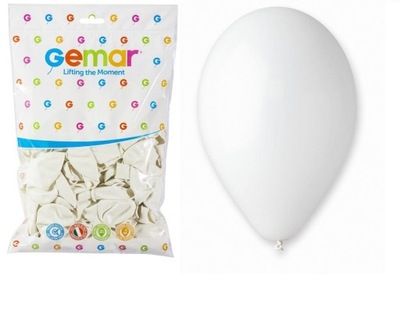 BALONY PASTELOWE BIAŁE 21CM 100SZT. GEMAR