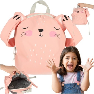 Plecak szkolny dla przedszkolaka plecaczek dziecięcy kotek różowy