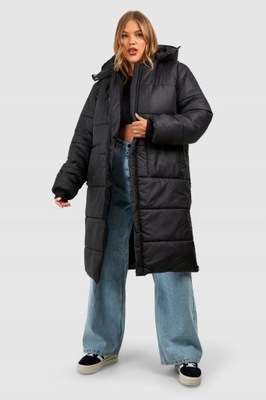 kurtka pikowana długa płaszcz r. 54 7xl czarna zimowa