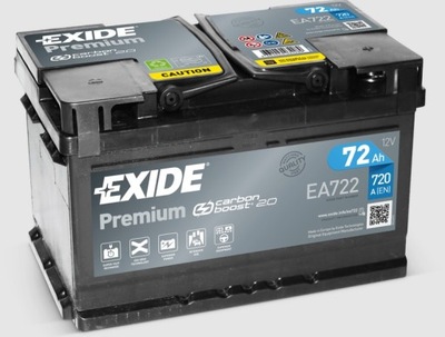 AKUMULIATORIUS EXIDE PREMIUM 72AH EA722 70AH 74AH 77AH 