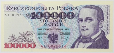 Banknot 100 000 zł 1993 rok - Seria AE