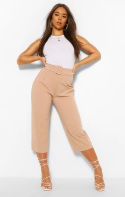 BOOHOO SPODNIE CASUAL BEŻOWE DAMSKIE 38 M VAE