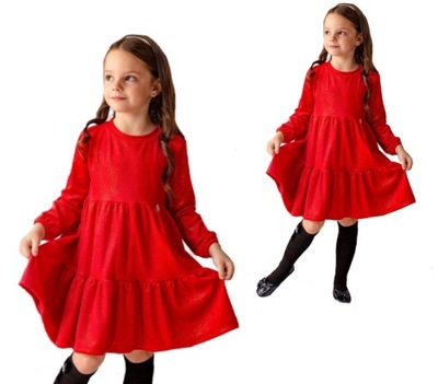 Sukienka dziewczęca welurowa czerwona Anagri 98