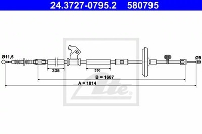 24.3727-0795.2/ATE CABLE HAM.PRAWA OPEL ASTRA J 09-  