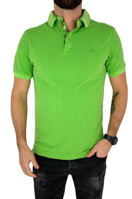 R2 AMSTERDAM T-shirt polo męski TRA3 zielony, gładki 3XL