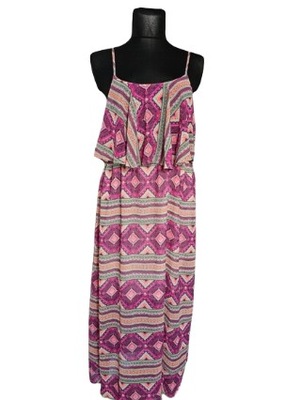 Tu sukienka letnia długa różowa aztecka tiulowa maxi 48