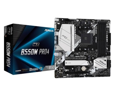 Płyta główna B550M Pro4 AM4 4DDR4 HDMI/DP/D-SUB M.2 mATX