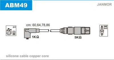 КОМПЛЕКТ ТРУБОК ZAPŁONOWYCH JANMOR ABM49