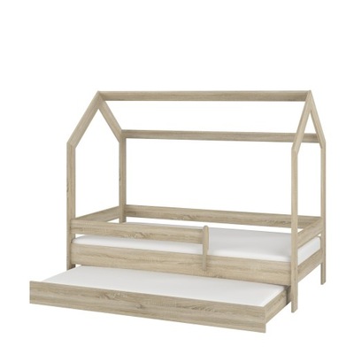 Łóżko dziecięce DOMEK PODWÓJNE BABY BOO 180x80 DĄB SONOMA