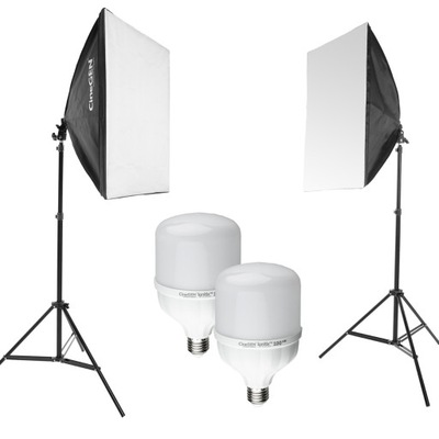 Zestaw 2x LED Żarówka 100W Softbox Statyw Dyfuzor