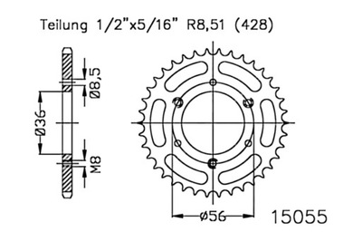 ЗУБЧАТКА ЗАДНЯ ESJOT 28Z 428 CPI CRAB 50