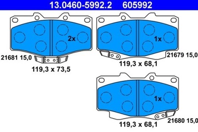 КОЛОДКИ ТОРМОЗНЫЕ TOYOTA ПЕРЕД HILUX/LAND CRUISER 2,4-4,2 D 90-05 13.0460-59