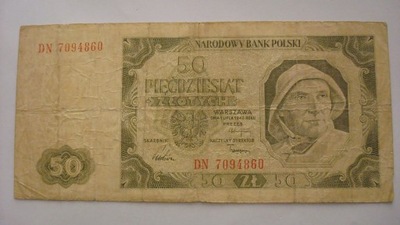 Banknot 50 złotych 1948 seria DN stan 4