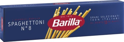 Spaghetti Barilla no8 grube na włoski rynek błękit