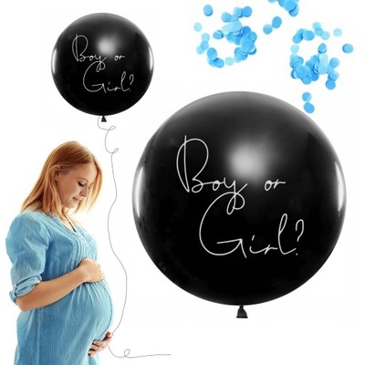 Balon Gender Reveal Boy or Girl Chłopiec czy dziewczynka konfetti niebieski
