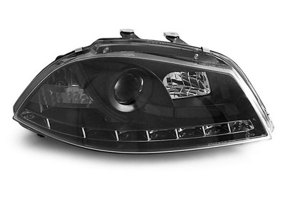 Lampy przednie Seat Ibiza 6L 02-08 Daylight czarne